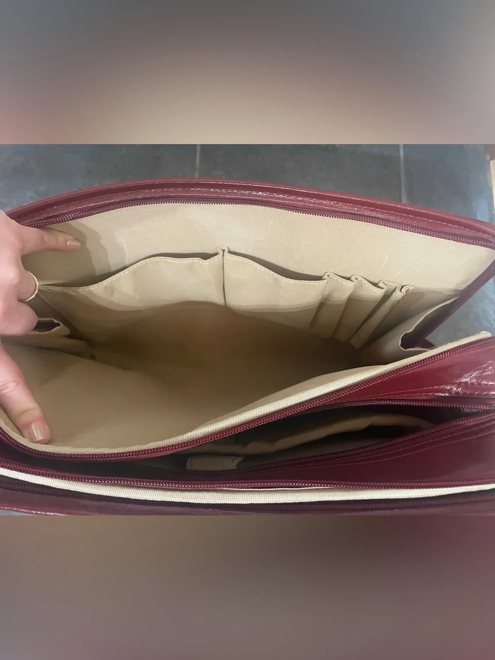 Kattee Burgundy Leather Briefcase Bag